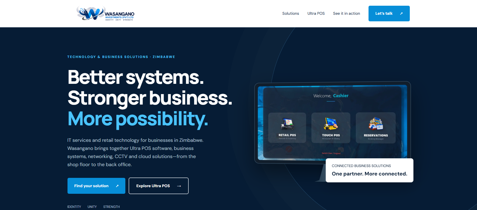 Wasangano homepage header and main banner
