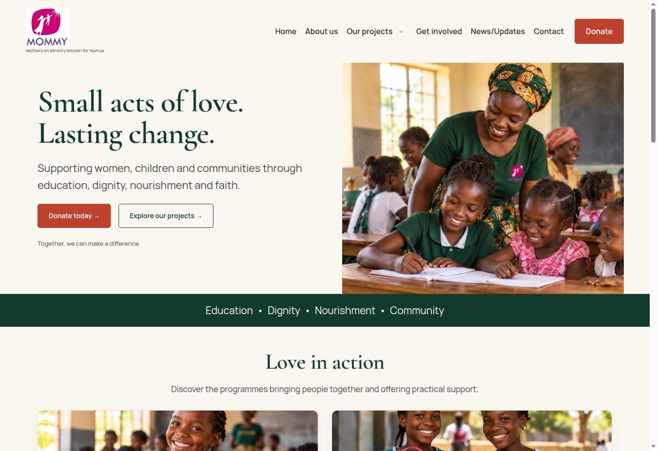 Mommy Online homepage screenshot